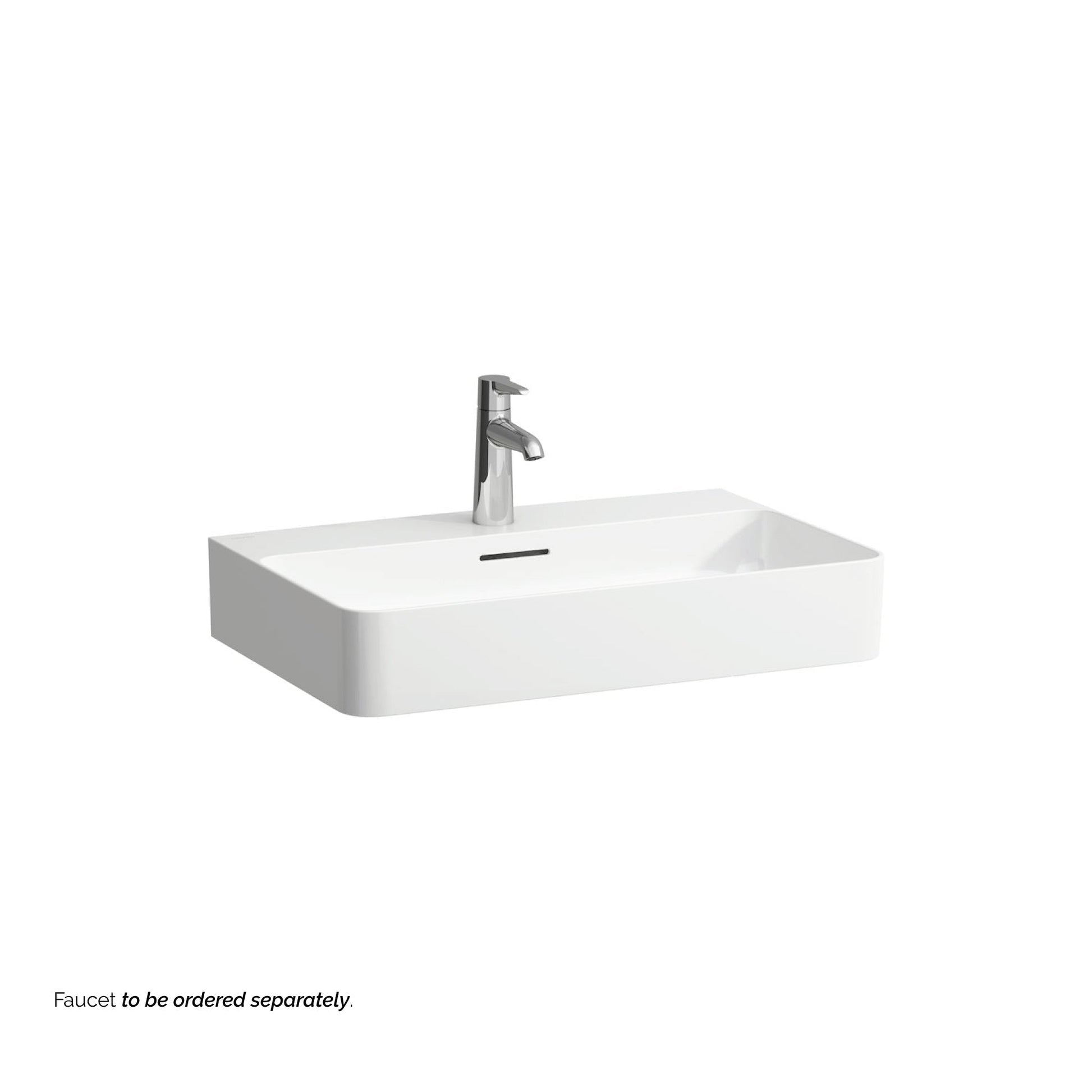 Laufen Val 26" x 17" Matte White Ceramic Countertop Bathroom Sink With Faucet Hole