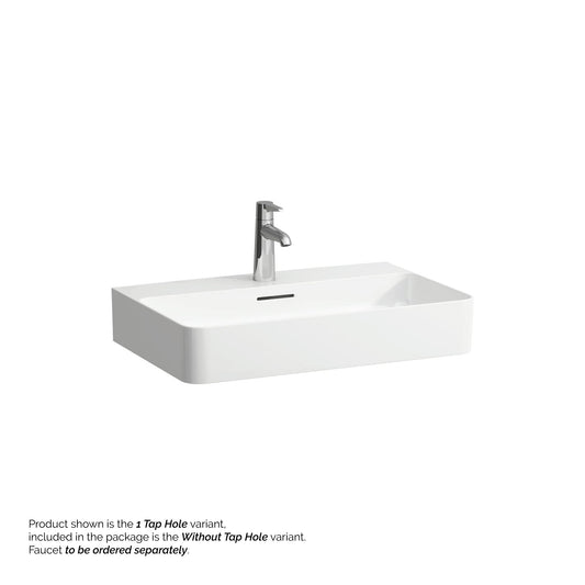 Laufen Val 26" x 17" Matte White Ceramic Countertop Bathroom Sink Without Faucet Hole