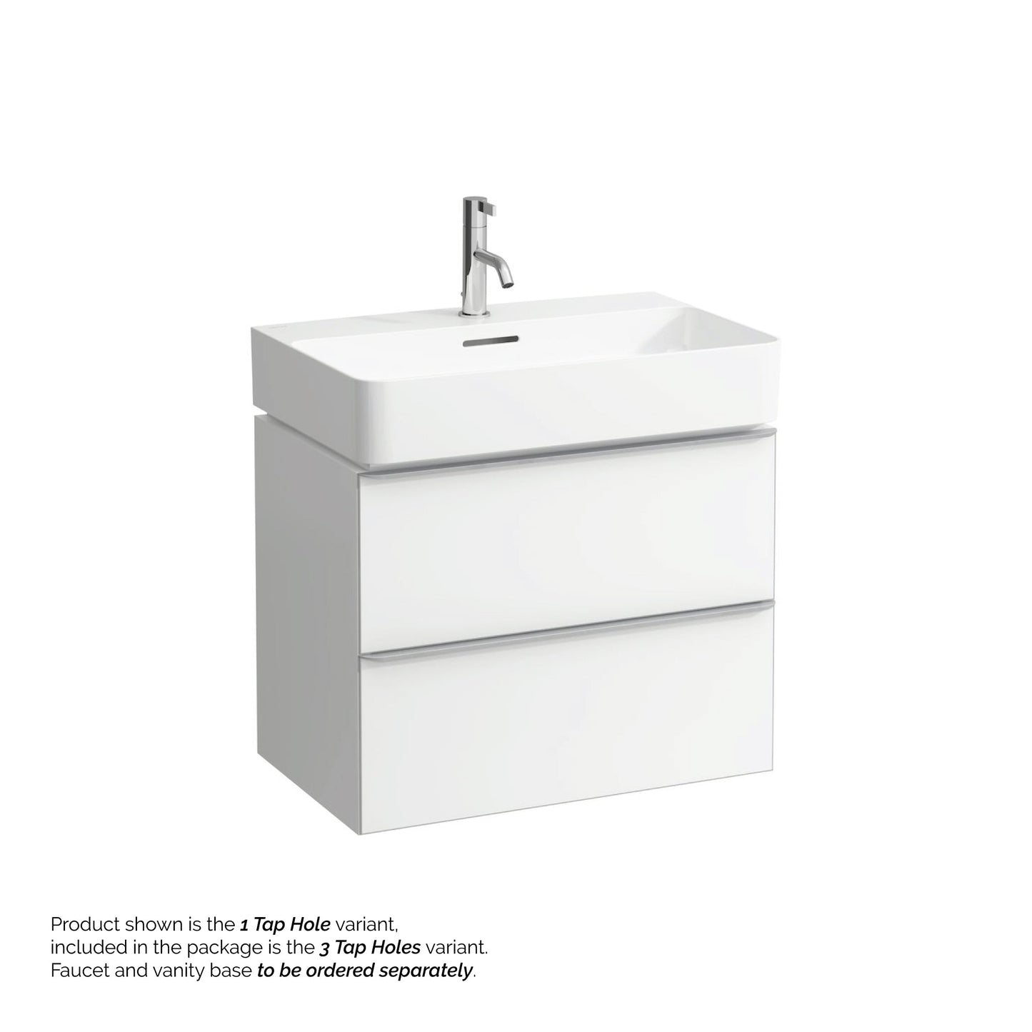 Laufen Val 26" x 17" Matte White Ceramic Wall-Mounted Bathroom Sink With 3 Faucet Holes