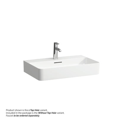 Laufen Val 26" x 17" Matte White Ceramic Wall-Mounted Bathroom Sink Without Faucet Hole