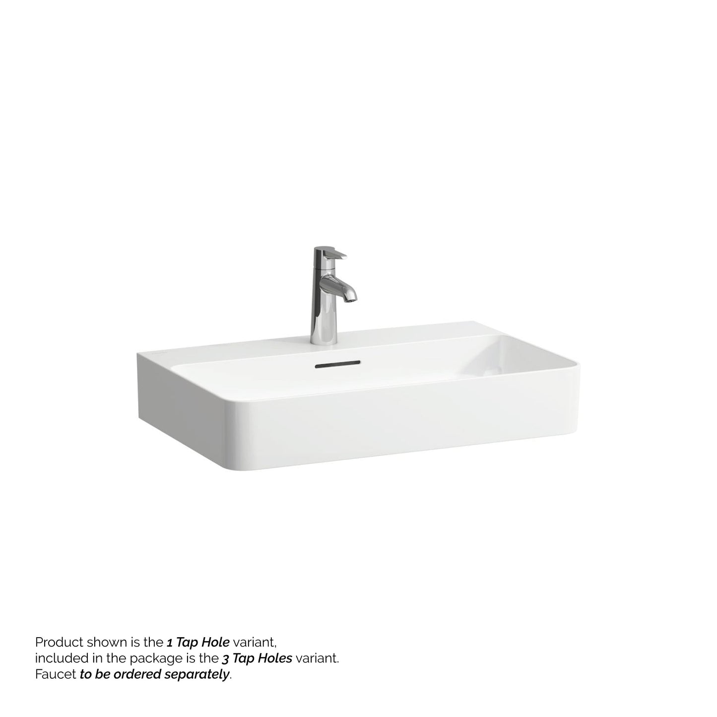 Laufen Val 26" x 17" White Ceramic Countertop Bathroom Sink With 3 Faucet Holes