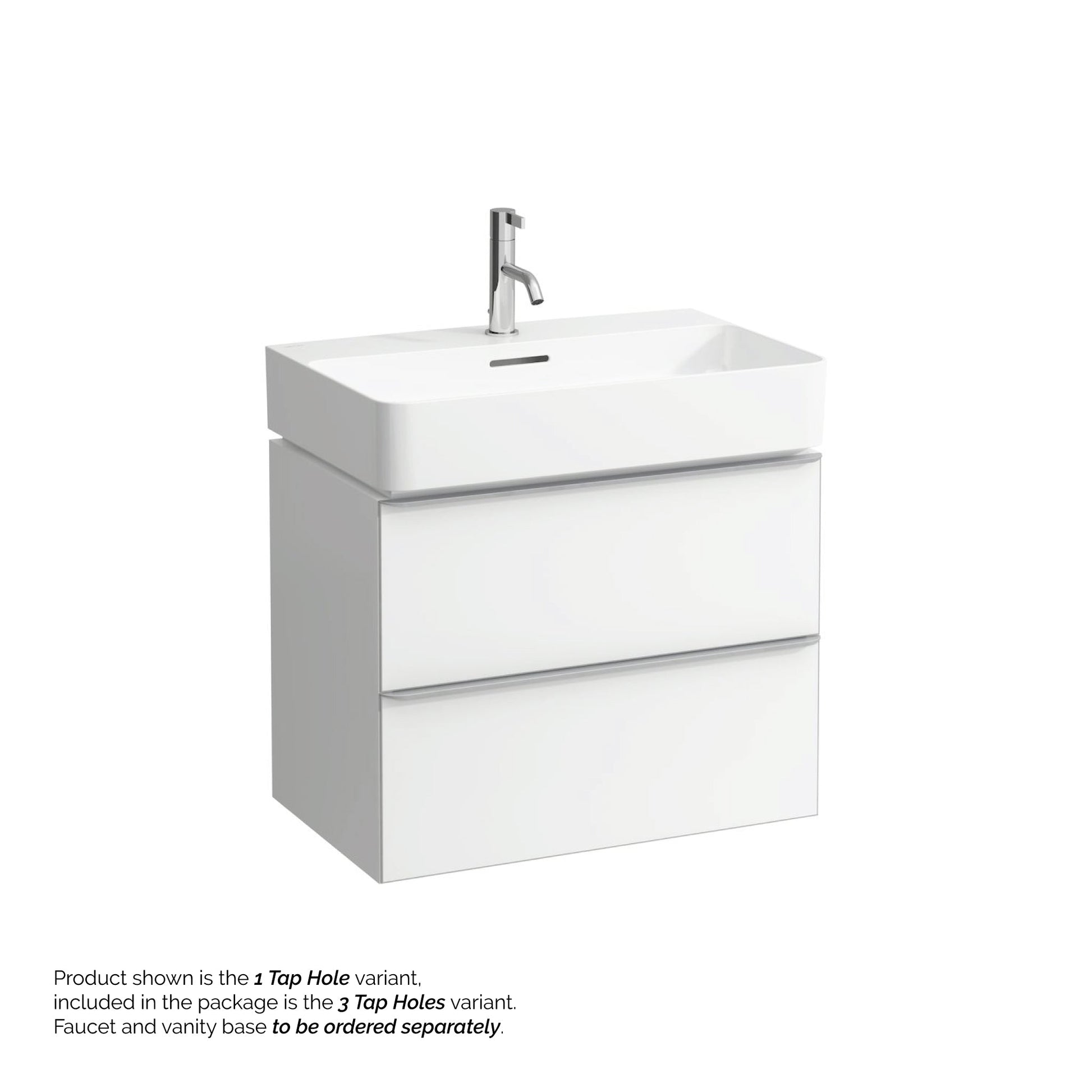 Laufen Val 26" x 17" White Ceramic Wall-Mounted Bathroom Sink With 3 Faucet Holes