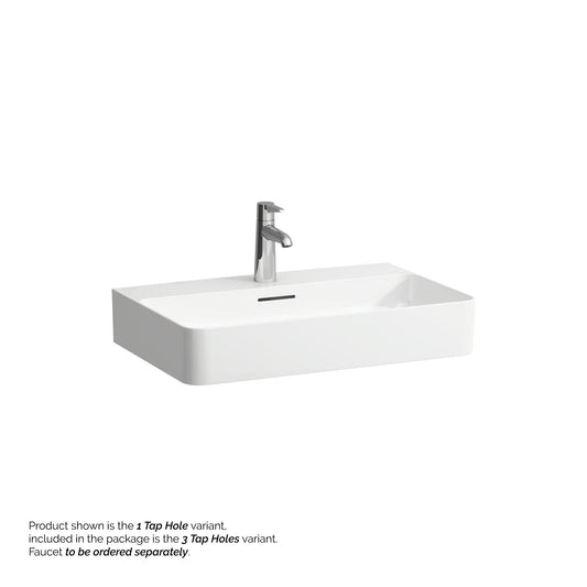 Laufen Val 26" x 17" White Ceramic Wall-Mounted Bathroom Sink With 3 Faucet Holes