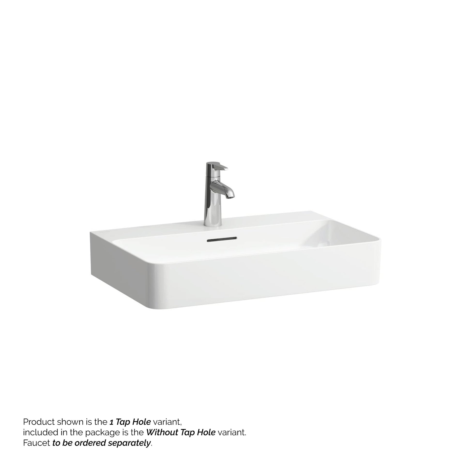 Laufen Val 26" x 17" White Ceramic Wall-Mounted Bathroom Sink Without Faucet Hole