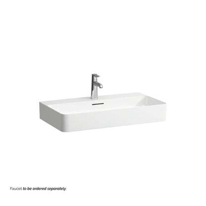 Laufen Val 30" x 17" Matte White Ceramic Countertop Bathroom Sink With Faucet Hole