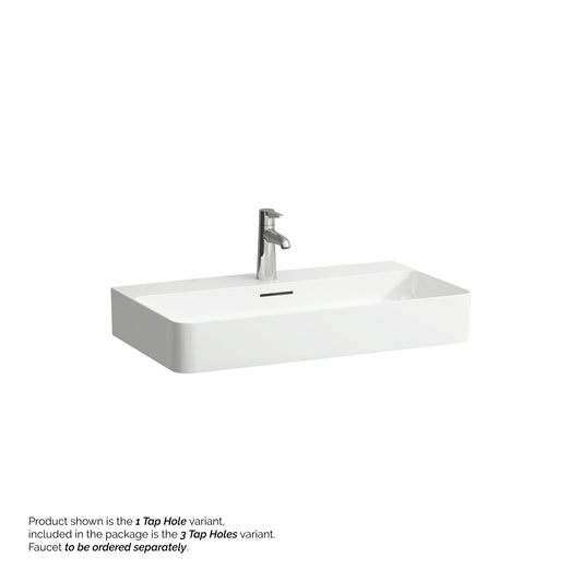 Laufen Val 30" x 17" Matte White Ceramic Wall-Mounted Bathroom Sink With 3 Faucet Holes