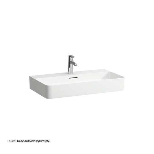 Laufen Val 30" x 17" Matte White Ceramic Wall-Mounted Bathroom Sink With Faucet Hole