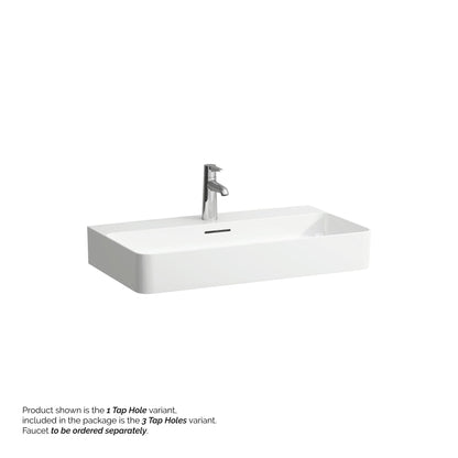 Laufen Val 30" x 17" White Ceramic Countertop Bathroom Sink With 3 Faucet Holes
