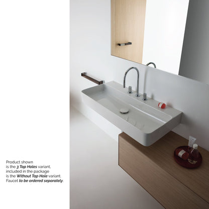 Laufen Val 30" x 17" White Ceramic Wall-Mounted Bathroom Sink Without Faucet Hole