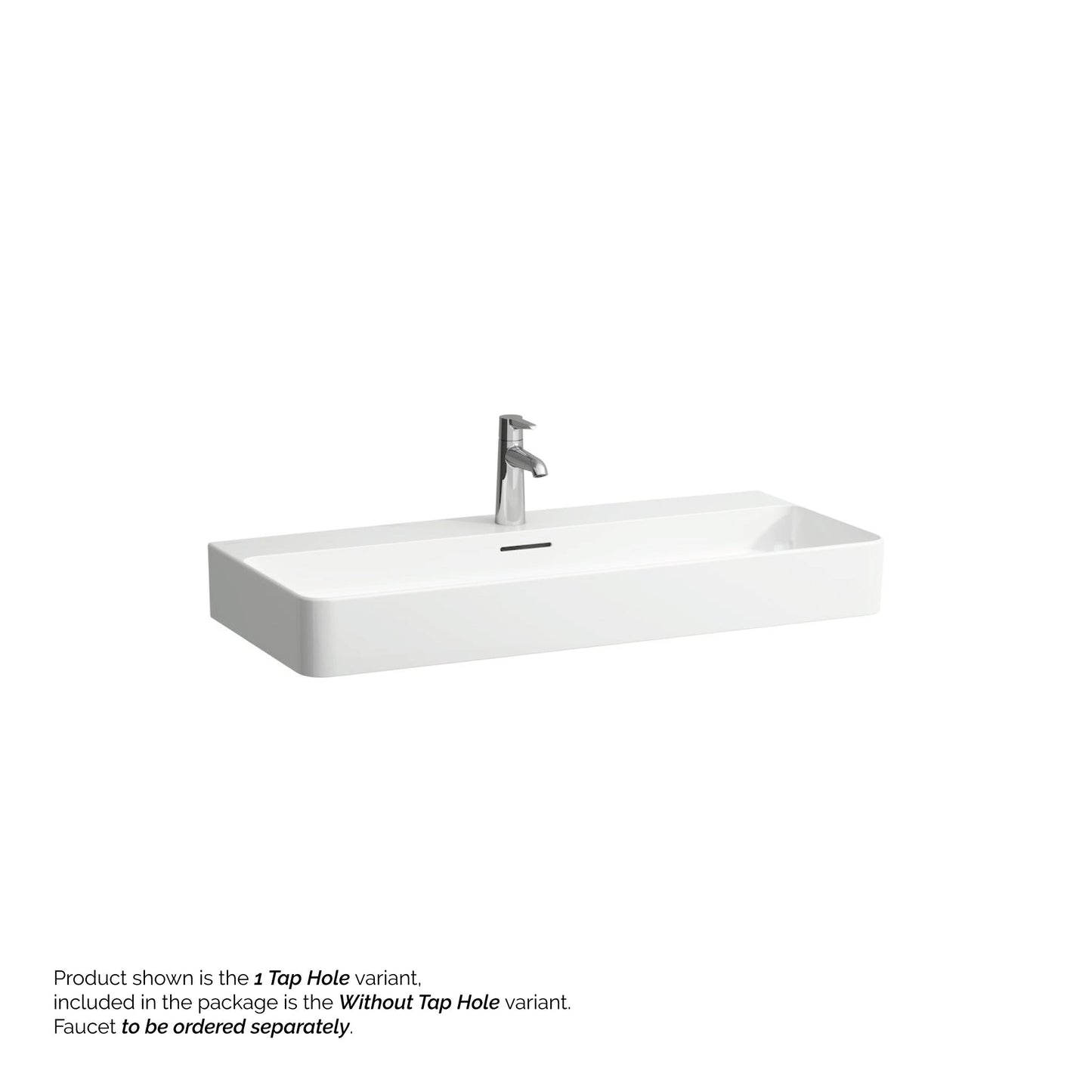 Laufen Val 37" x 17" Matte White Ceramic Countertop Bathroom Sink Without Faucet Hole