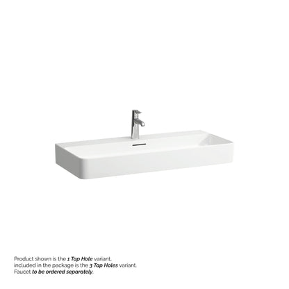 Laufen Val 37" x 17" Matte White Ceramic Wall-Mounted Bathroom Sink With 3 Faucet Holes