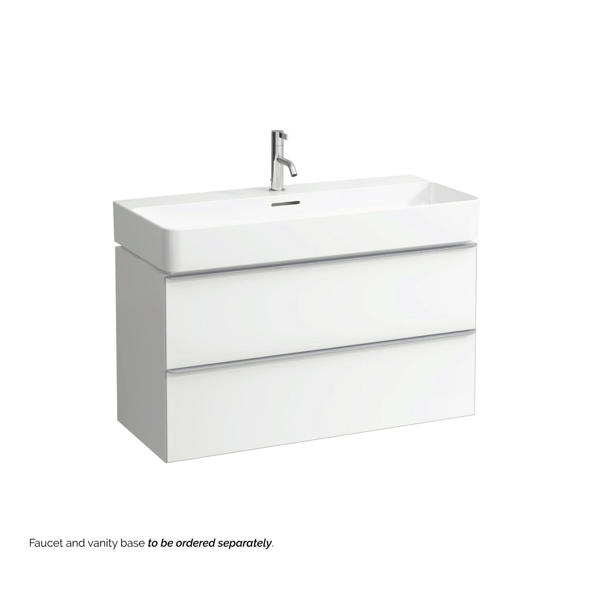 Laufen Val 37" x 17" Matte White Ceramic Wall-Mounted Bathroom Sink With Faucet Hole