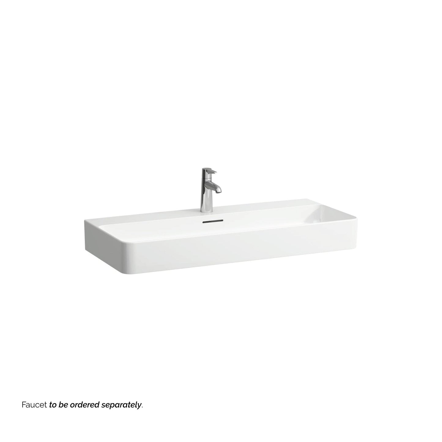 Laufen Val 37" x 17" Matte White Ceramic Wall-Mounted Bathroom Sink With Faucet Hole