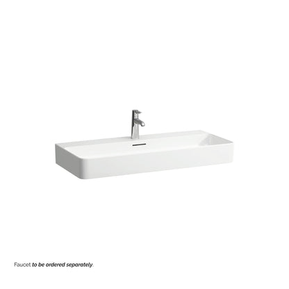 Laufen Val 37" x 17" Matte White Ceramic Wall-Mounted Bathroom Sink With Faucet Hole