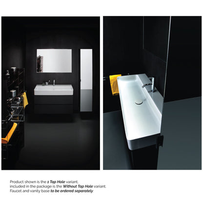 Laufen Val 37" x 17" Matte White Ceramic Wall-Mounted Bathroom Sink Without Faucet Hole