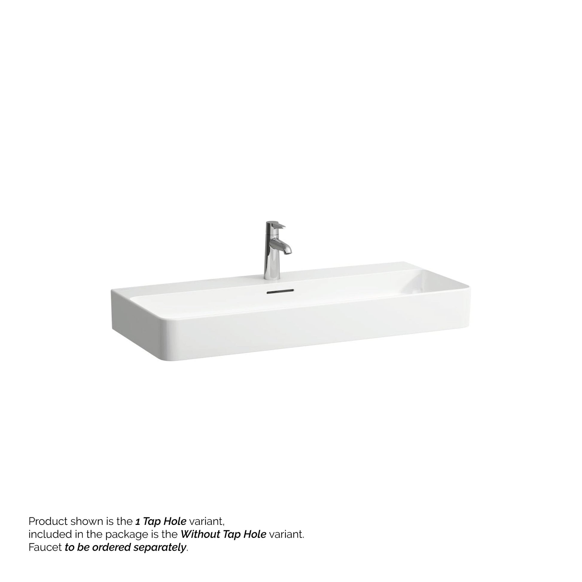 Laufen Val 37" x 17" White Ceramic Wall-Mounted Bathroom Sink Without Faucet Hole