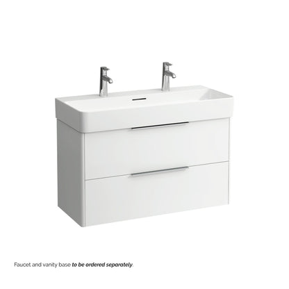 Laufen Val 37" x 17" White Ceramic Wall-Mounted Trough Bathroom Sink With 2 Faucet Holes