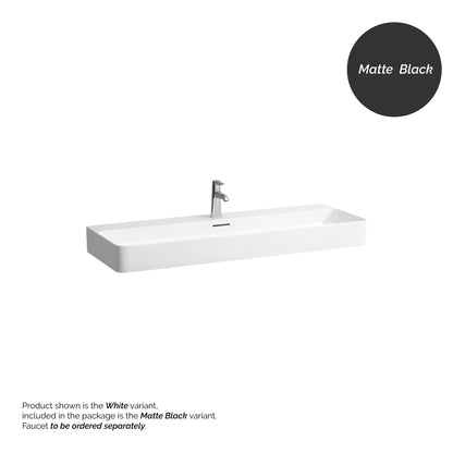 Laufen Val 47" x 17" Matte Black Ceramic Wall-Mounted Bathroom Sink With Faucet Hole