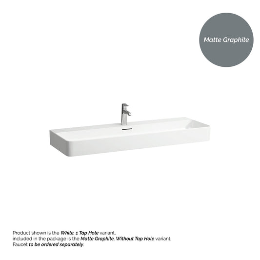 Laufen Val 47" x 17" Matte Graphite Ceramic Wall-Mounted Bathroom Sink Without Faucet Hole