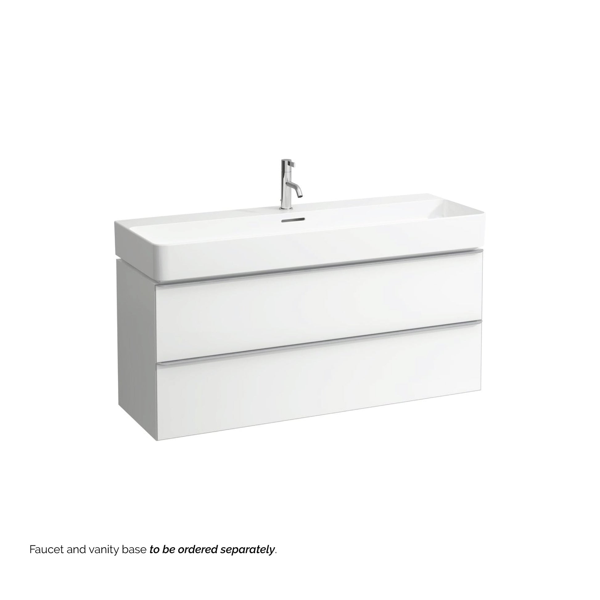 Laufen Val 47" x 17" Matte White Ceramic Wall-Mounted Bathroom Sink With Faucet Hole
