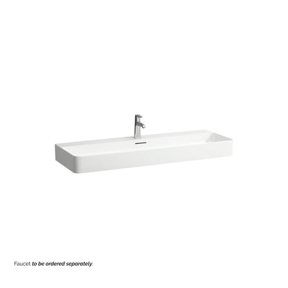 Laufen Val 47" x 17" Matte White Ceramic Wall-Mounted Bathroom Sink With Faucet Hole