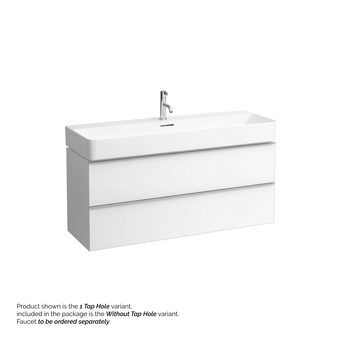 Laufen Val 47" x 17" Matte White Ceramic Wall-Mounted Bathroom Sink Without Faucet Hole