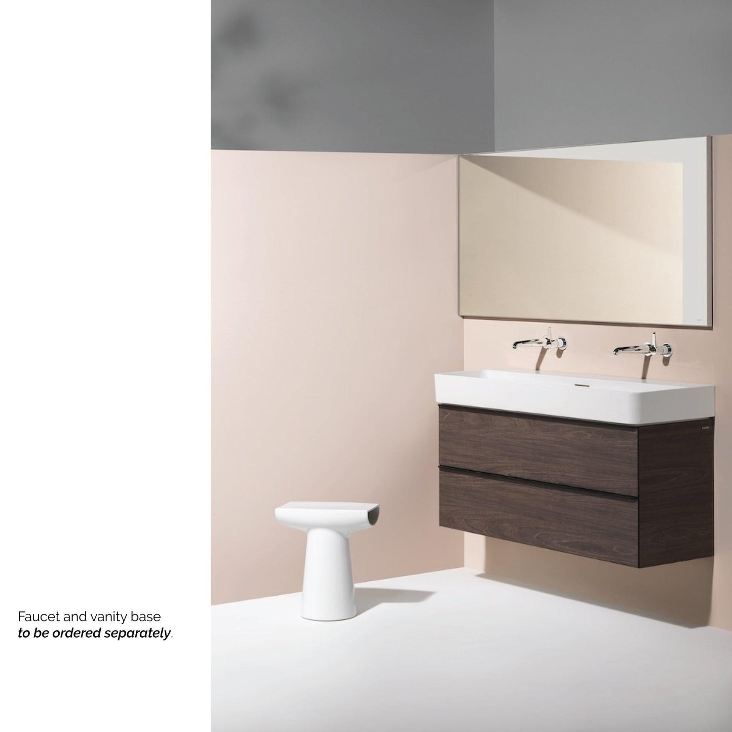 Laufen Val 47" x 17" Matte White Ceramic Wall-Mounted Bathroom Sink Without Faucet Hole