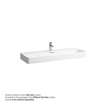 Laufen Val 47" x 17" Matte White Ceramic Wall-Mounted Bathroom Sink Without Faucet Hole