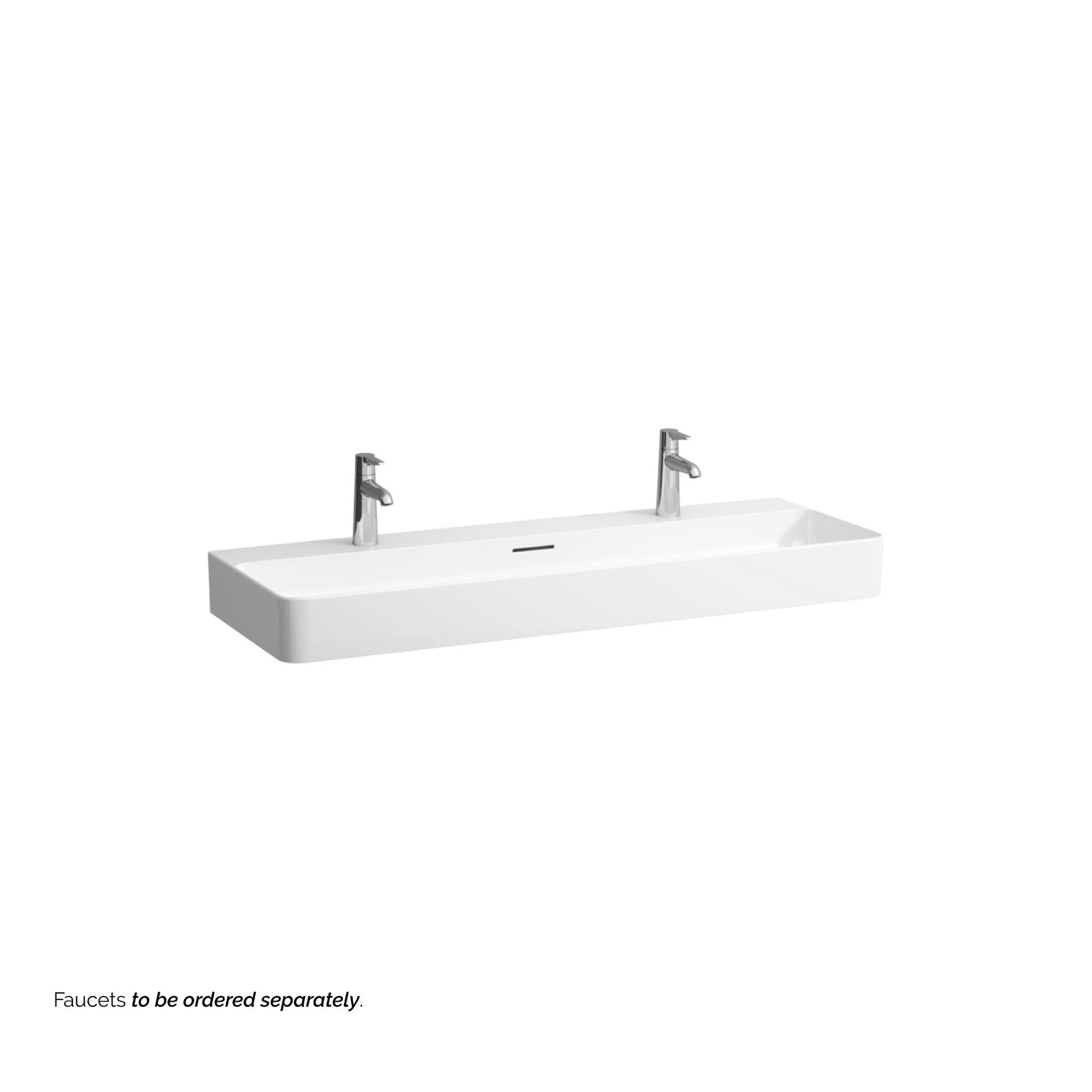 Laufen Val 47" x 17" Matte White Ceramic Wall-Mounted Trough Bathroom Sink With 2 Faucet Holes