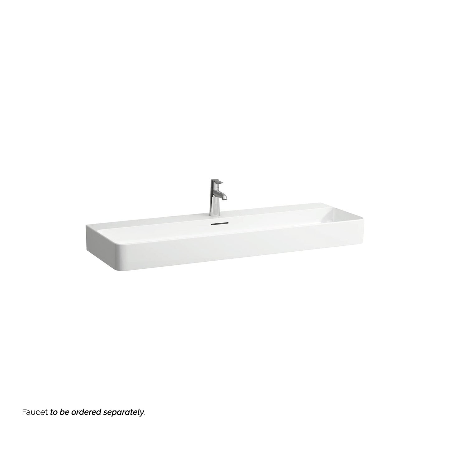Laufen Val 47" x 17" White Ceramic Wall-Mounted Bathroom Sink With Faucet Hole