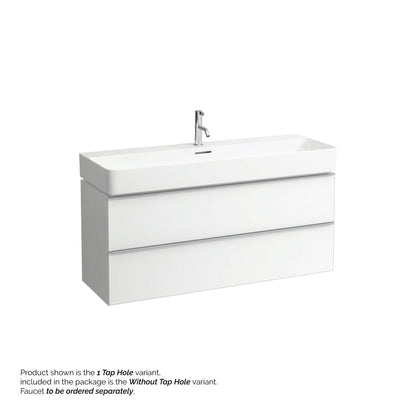 Laufen Val 47" x 17" White Ceramic Wall-Mounted Bathroom Sink Without Faucet Hole