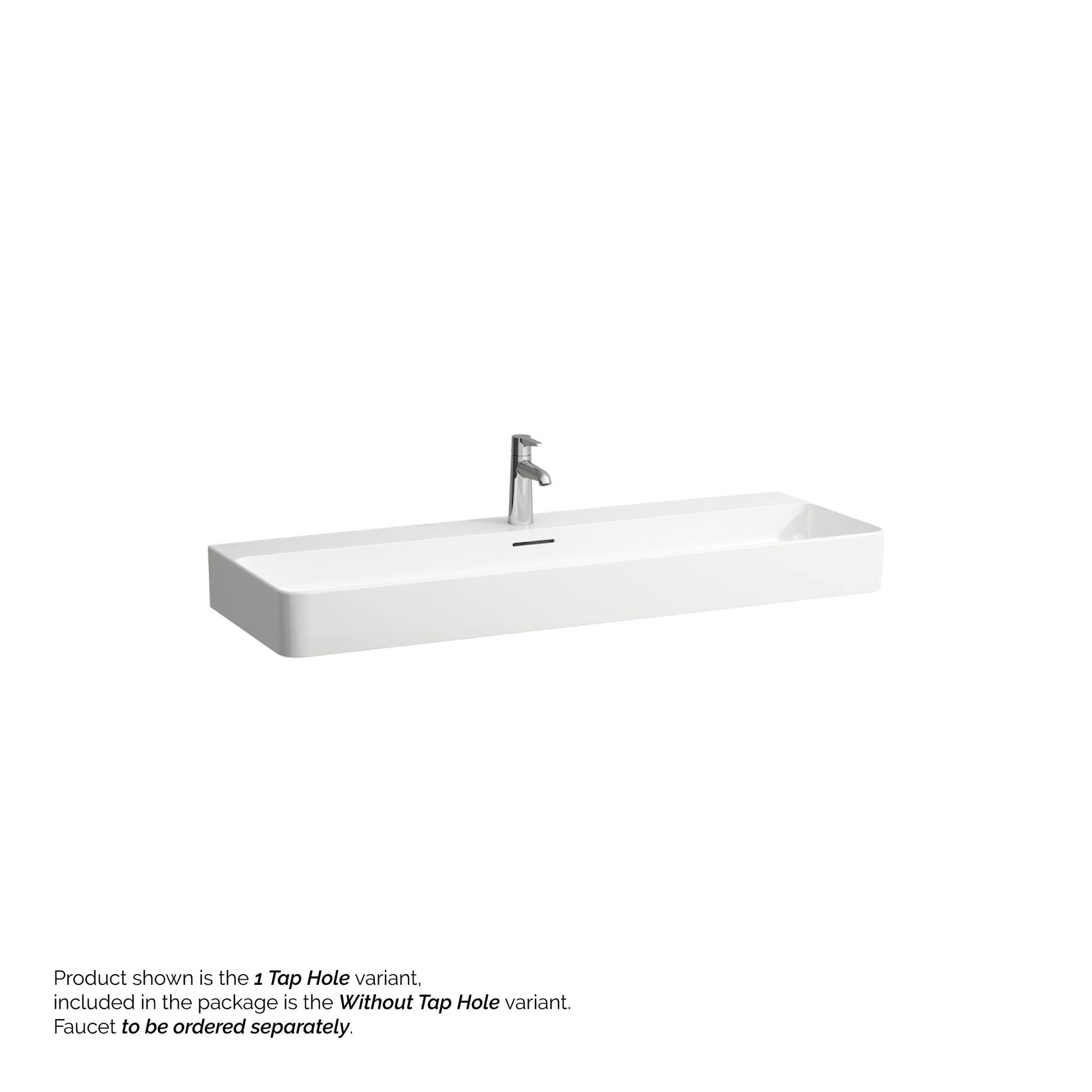 Laufen Val 47" x 17" White Ceramic Wall-Mounted Bathroom Sink Without Faucet Hole