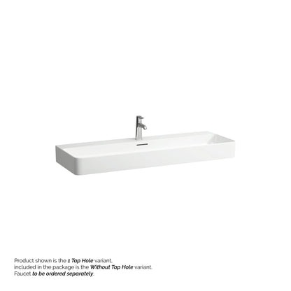 Laufen Val 47" x 17" White Ceramic Wall-Mounted Bathroom Sink Without Faucet Hole