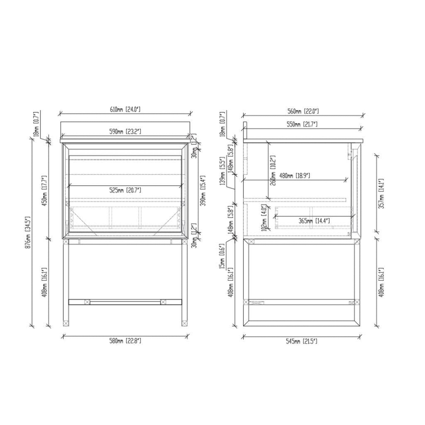 Laviva Alto 24" California White Oak Vanity Base and Black Wood Marble Countertop With Rectangular Ceramic Sink