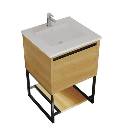 Laviva Alto 24" California White Oak Vanity Base and Matte White Solid Surface Countertop With Integrated Sink