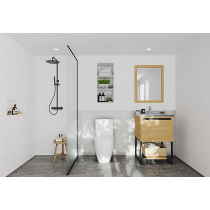 Laviva Alto 24" California White Oak Vanity Base and White Stripes Marble Countertop With Rectangular Ceramic Sink