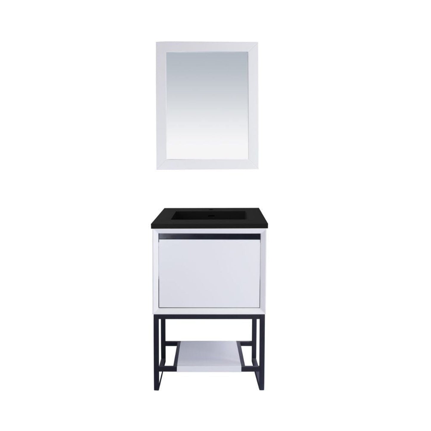Laviva Alto 24" White Vanity Base and Matte Black Solid Surface Countertop With Integrated Sink