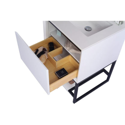 Laviva Alto 24" White Vanity Base and White Quartz Countertop With Rectangular Ceramic Sink