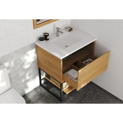 Laviva Alto 30" California White Oak Vanity Base and Matte White Solid Surface Countertop With Integrated Sink
