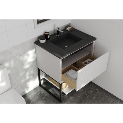 Laviva Alto 30" White Vanity Base and Matte Black Solid Surface Countertop With Integrated Sink