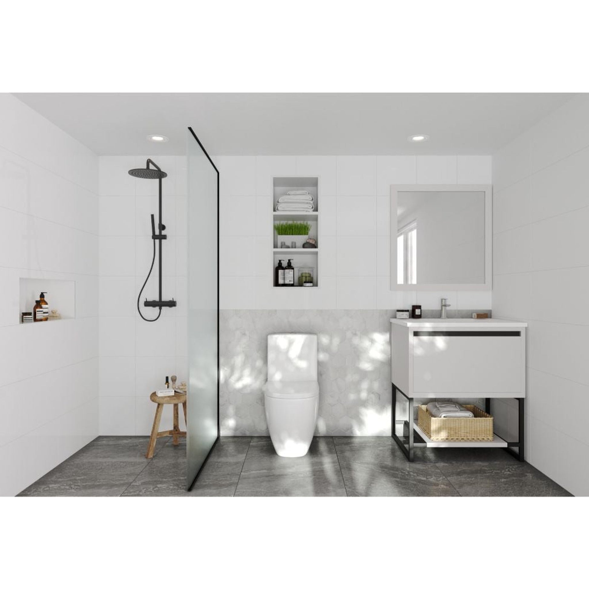 Laviva Alto 30" White Vanity Base and Matte White Solid Surface Countertop With Integrated Sink
