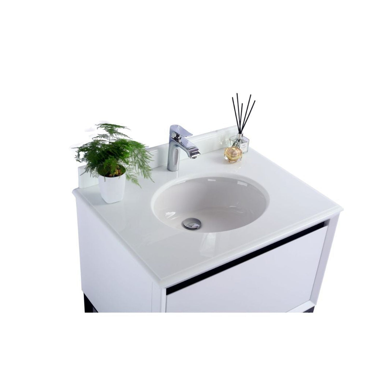 Laviva Alto 30" White Vanity Base and Pure White Phoenix Stone Countertop With Oval Ceramic Sink