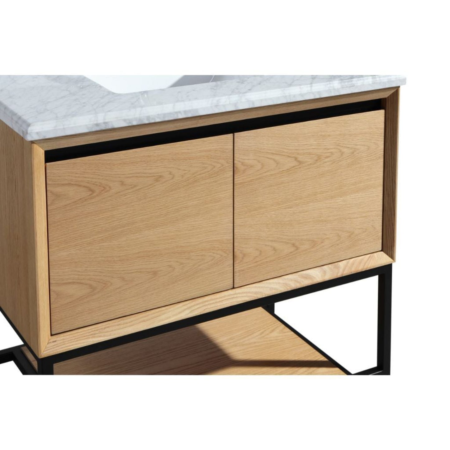 Laviva Alto 36" California White Oak Vanity Base and Matte White Solid Surface Countertop With Integrated Sink