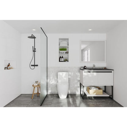 Laviva Alto 36" White Vanity Base and Matte Black Solid Surface Countertop With Integrated Sink
