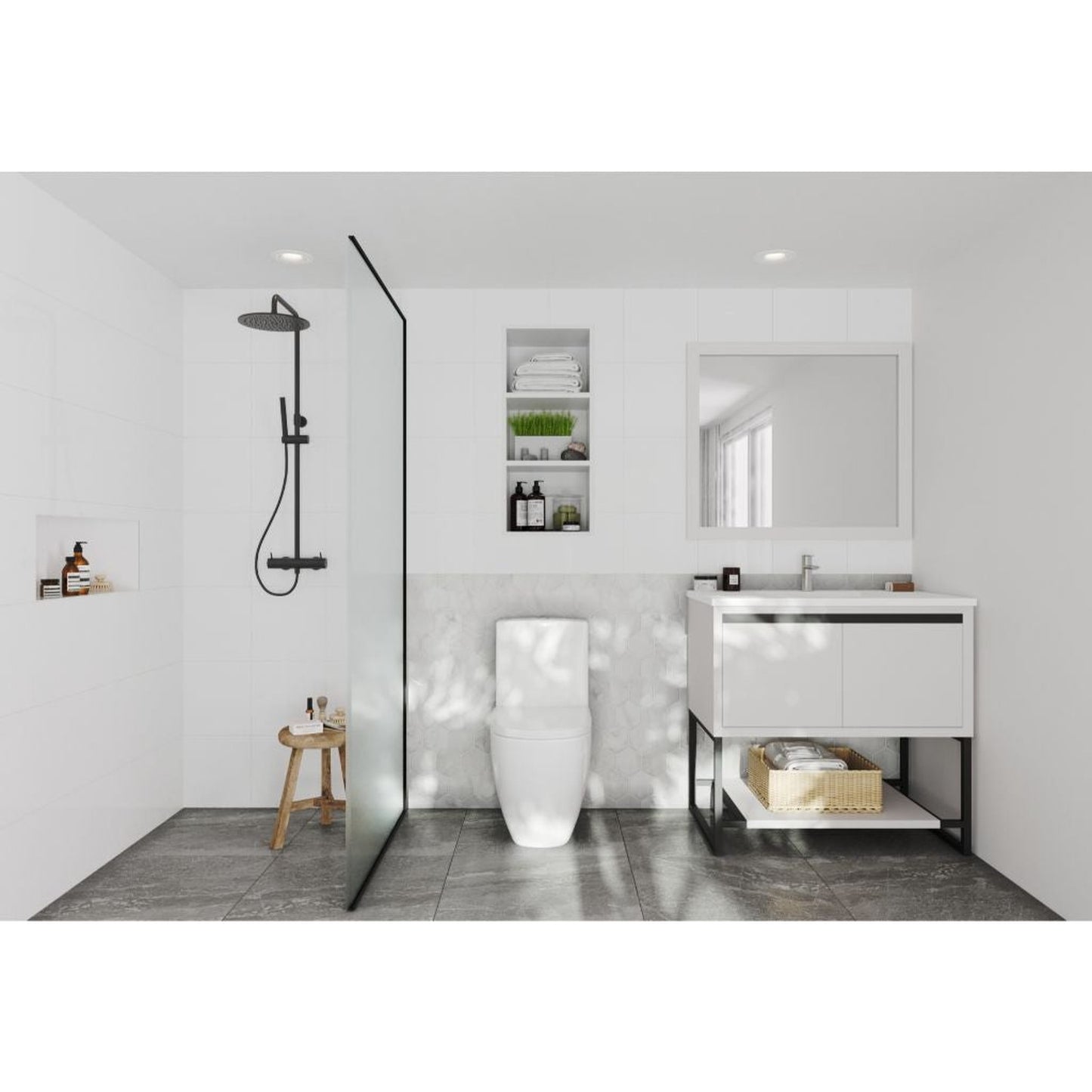 Laviva Alto 36" White Vanity Base and Matte White Solid Surface Countertop With Integrated Sink