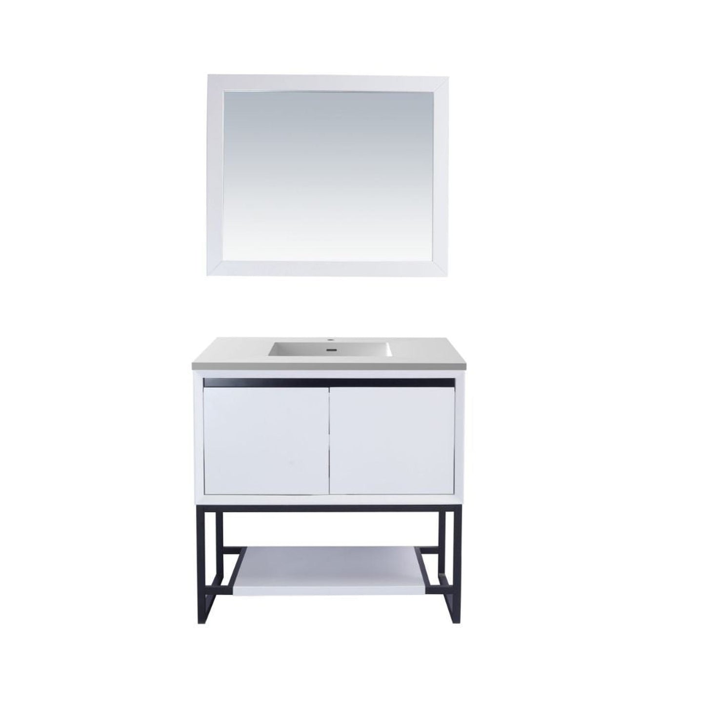 Laviva Alto 36" White Vanity Base and Matte White Solid Surface Countertop With Integrated Sink