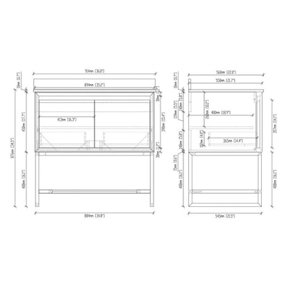 Laviva Alto 36" White Vanity Base and White Quartz Countertop With Rectangular Ceramic Sink