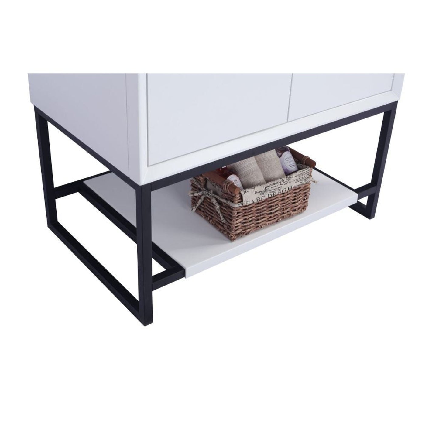 Laviva Alto 36" White Vanity Base and White Quartz Countertop With Rectangular Ceramic Sink