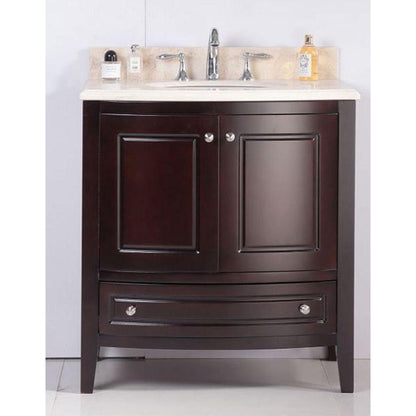Laviva Estella 32" Freestanding Brown Vanity Base and Jerusalem Gold Marble Countertop With Oval Ceramic Sink