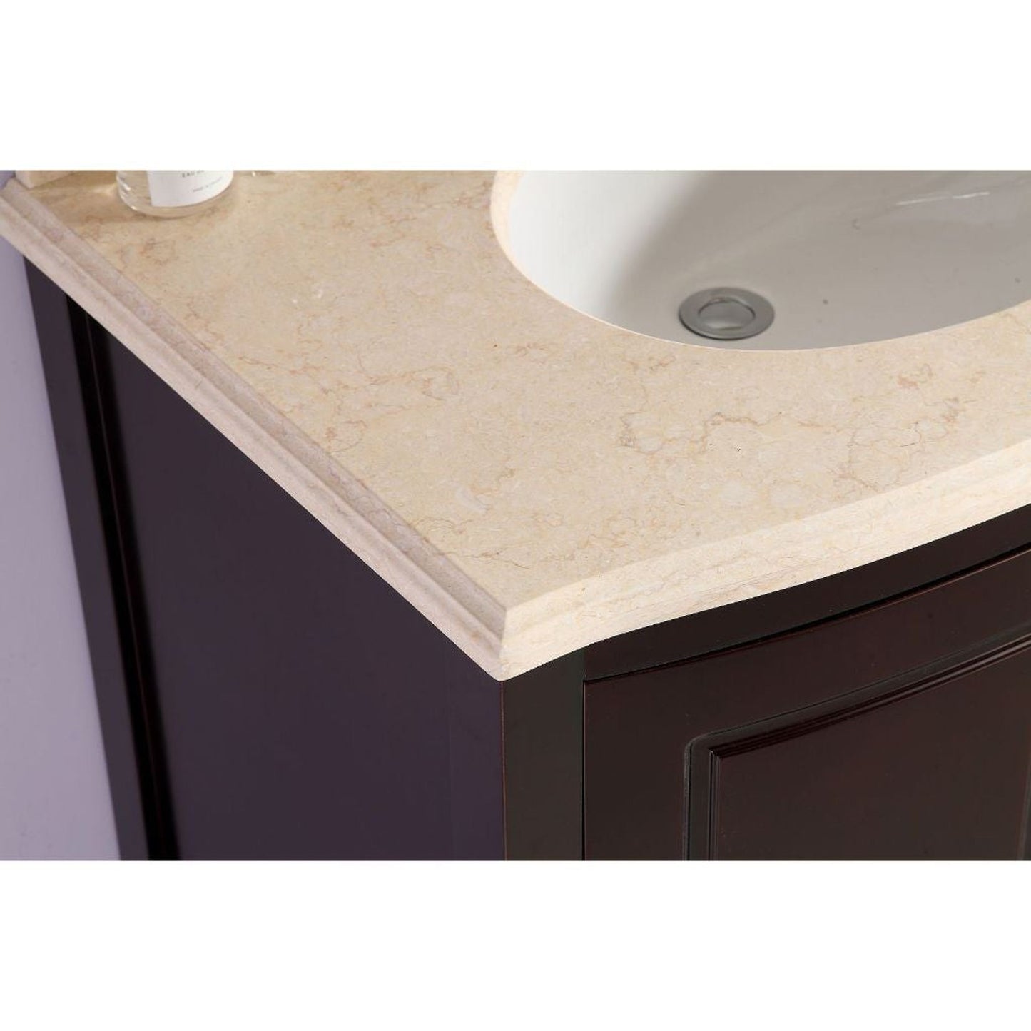 Laviva Estella 32" Freestanding Brown Vanity Base and Jerusalem Gold Marble Countertop With Oval Ceramic Sink
